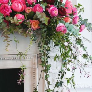 τεχνητά άνθη πεόνιας για διακόσμηση τζακιου