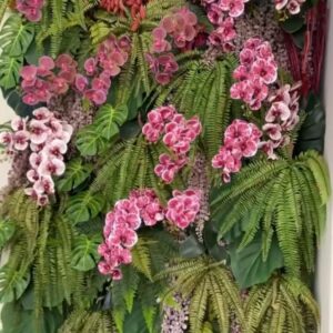 Κάθετος κήπος με τεχνητές φτέρες και ορχιδέες 2.50μ. χ 1μ.