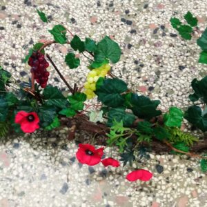 Διακοσμητική γιρλάντα για τζάκι με παπαρούνες σε κληματαριά 1,20μ.