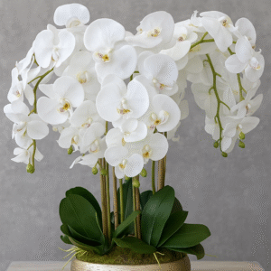 Τεχνητή ορχιδέα σε βάση χρυσή μεταλλική Υ 070μ.