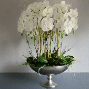 Τεχνητή ορχιδέα σε νίκελ αμφορέα Υ0,70μ.